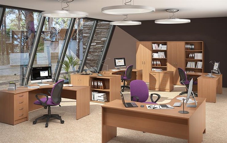 Офисный комплект мебели IMAGO три стола, 2 шкафа, стеллаж, тумба в Магадане - изображение 2